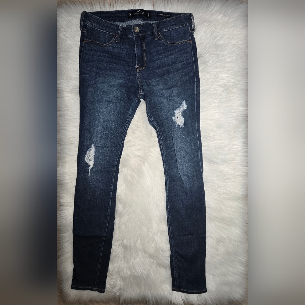Hollister Dark Blue Distressed Jeggings